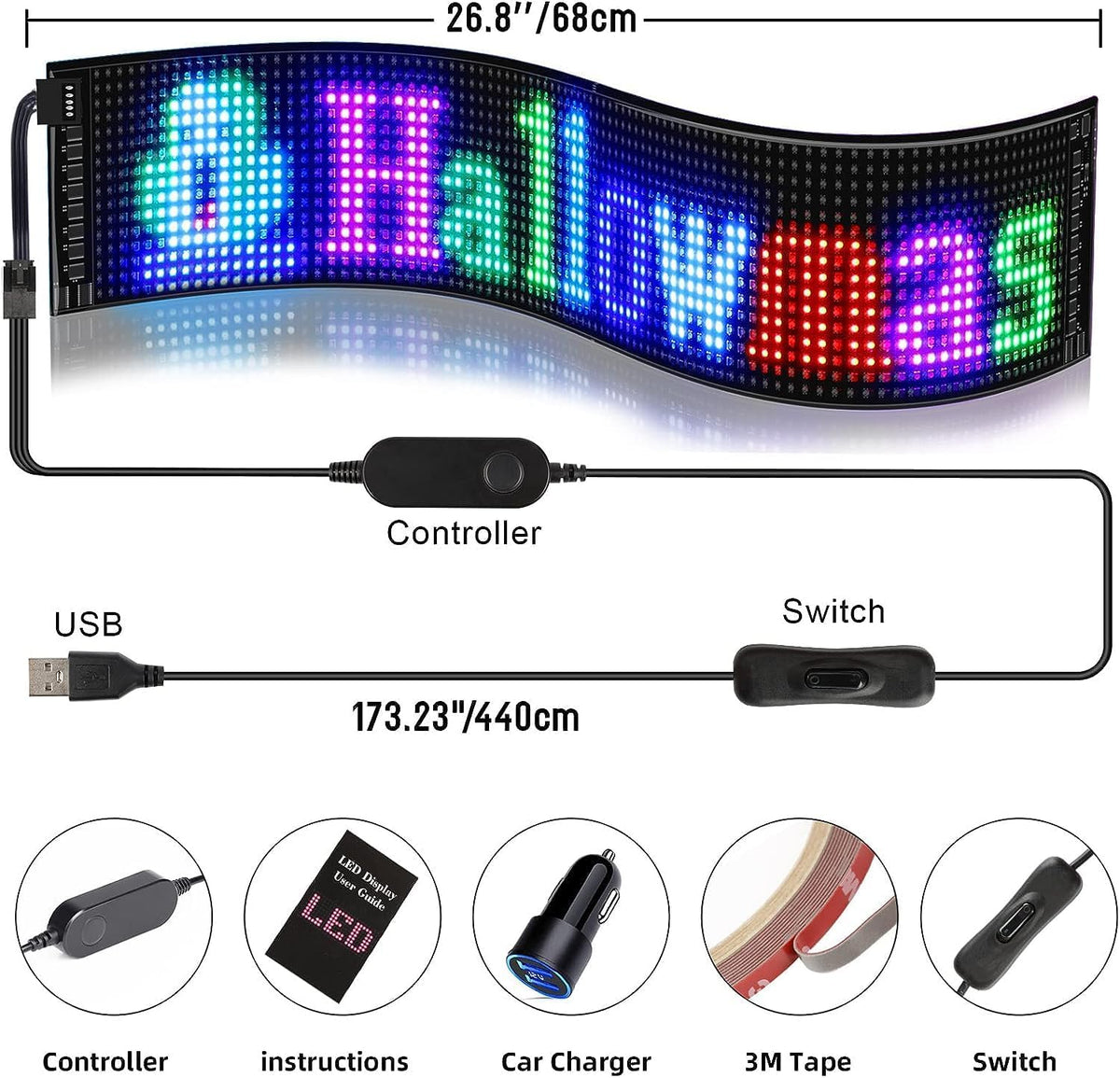 LED Sign for Business Programmable FPCB Flexible Matrix Panel Animatio ...