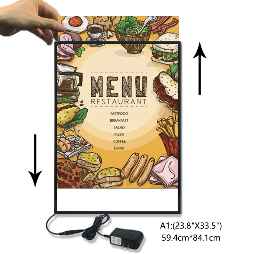 A1（23.8"X33.5"） Ultra-Thin LED Light Box Sign for Business Advertising