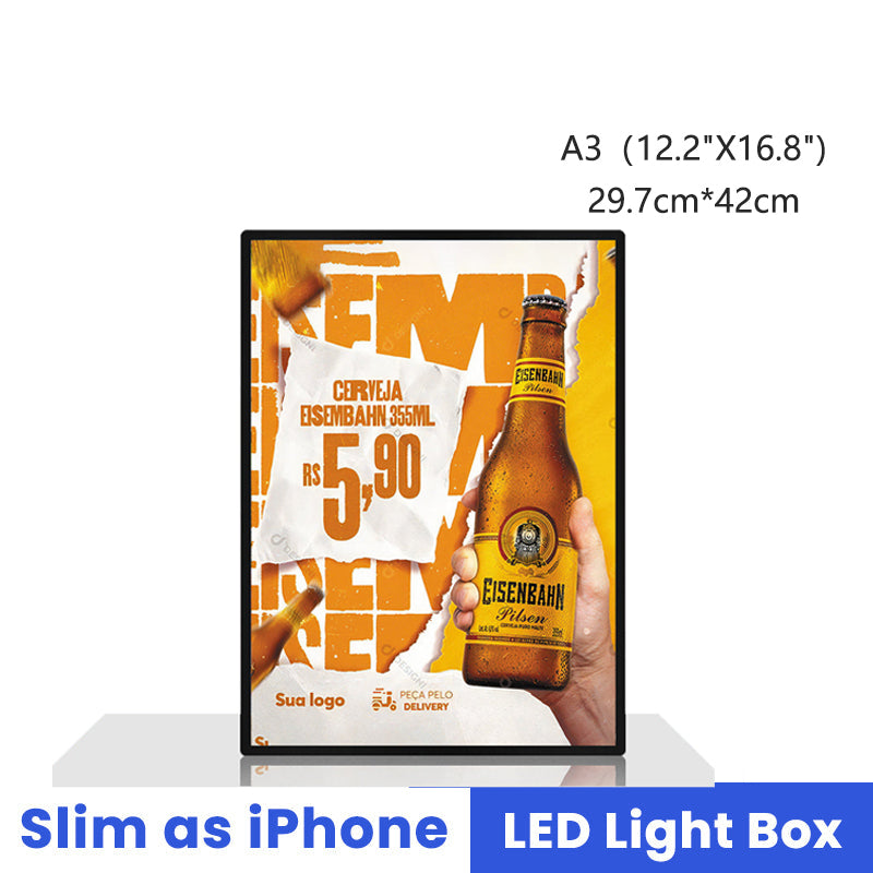 A3（12"X17"） Ultra-Thin LED Light Box Sign for Business Advertising