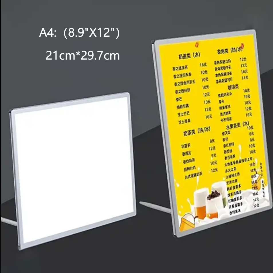 A4（9"X12"） Ultra-Thin LED Light Box Sign for Business Advertising